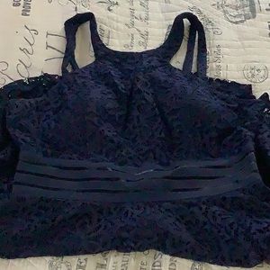 Elegant Dark Blue Lace Semi Dress